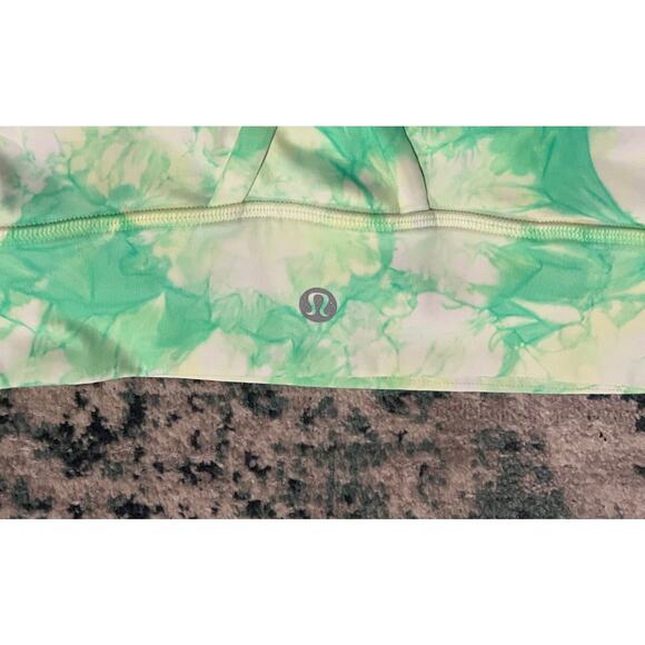 Lululemon Energy Bra High Neck  Sz 4 Dual Shibori Print Florescent Green VGUC - Picture 5 of 7